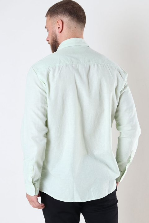 Selected Reg New Linen Hemd LS Vetiver