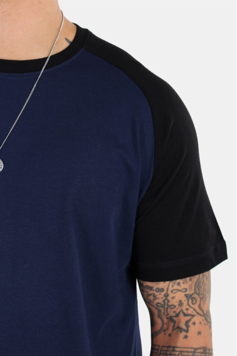 Basic Brand Raglan T-Hemd Blue Navy/Black