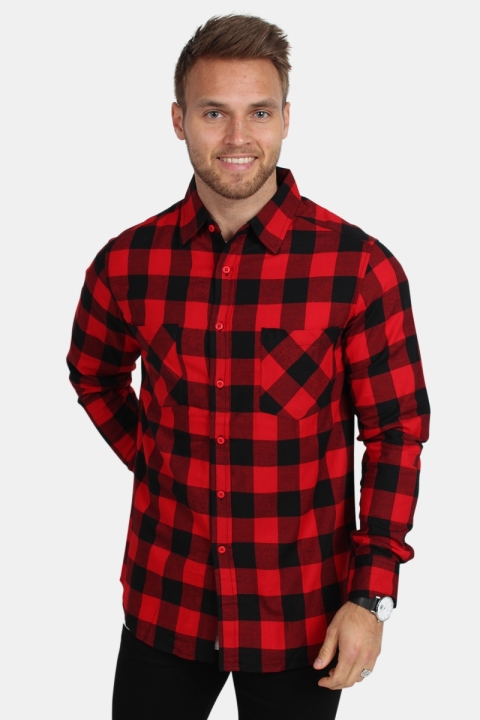 URBAN CLASSICS Checked Flanell Hemd Red/Black