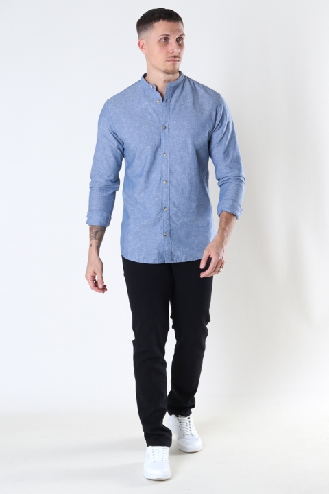 Jack & Jones SUMMER LINEN BAND Hemd L/S Faded Denim