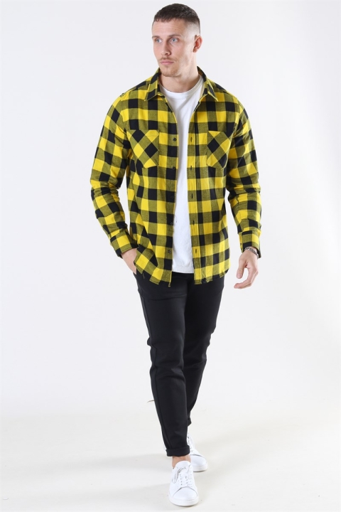 URBAN CLASSICS Checked Flanell Hemd Black/Honey