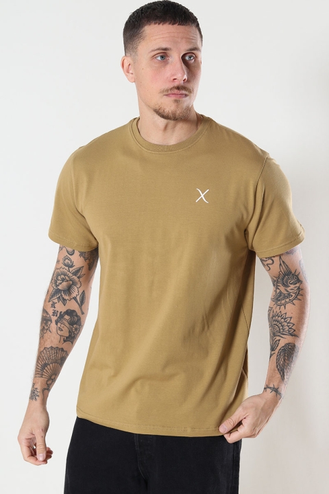 Clean Cut Copenhagen Cross Logo Organic Tee Dark Khaki