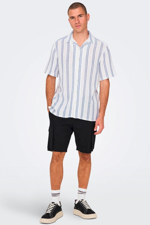 ONLY & SONS Trev Reg Structure Stripe SS Hemd Cloud Dancer