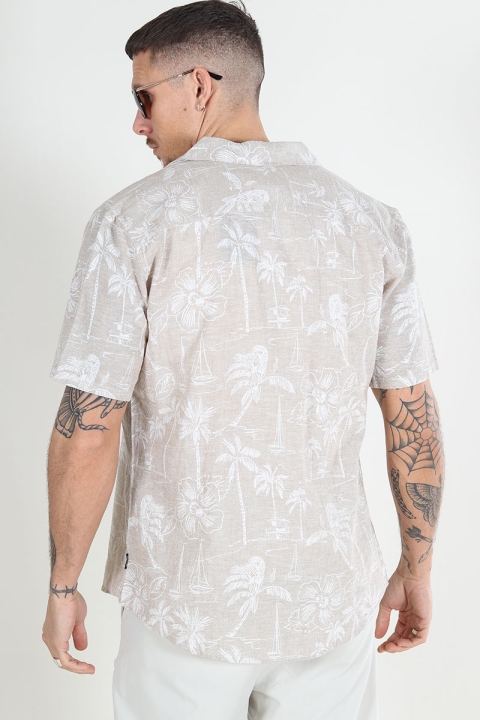 ONLY & SONS Caiden SS Regular Hawaii Linen Shirt Chinchilla