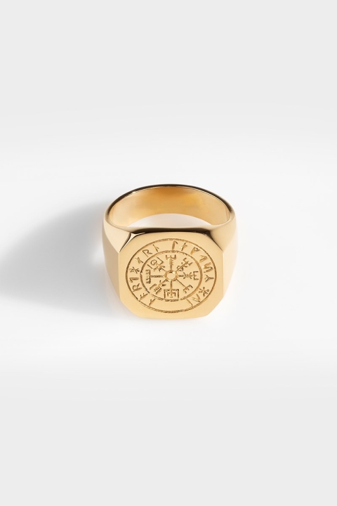 Northern Legacy Oversize Vegvisir Ring Gold