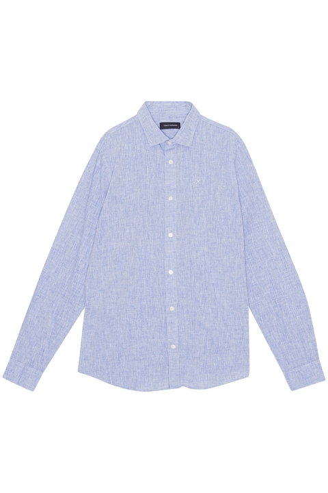 Clean Cut Copenhagen Jamie Cotton Linen Hemd LS Blue Melangé