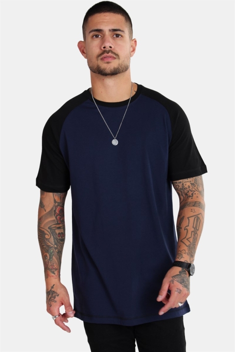 Basic Brand Raglan T-Hemd Blue Navy/Black