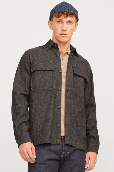 Jack & Jones Raymond Melange Solid LS Overshirt Slate Black