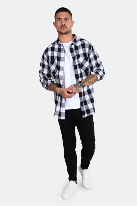 URBAN CLASSICS Checked Flanell Hemd Black/White