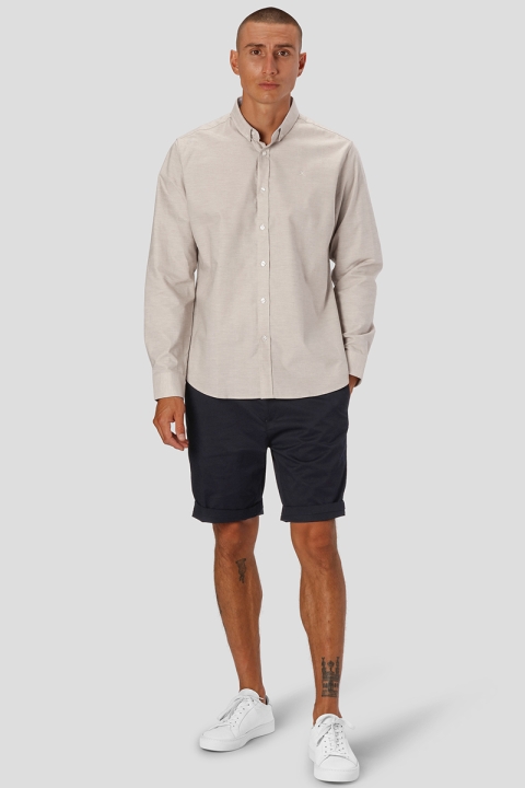 Clean Cut Copenhagen Oxford Stretch Plain L/S Sand Melange