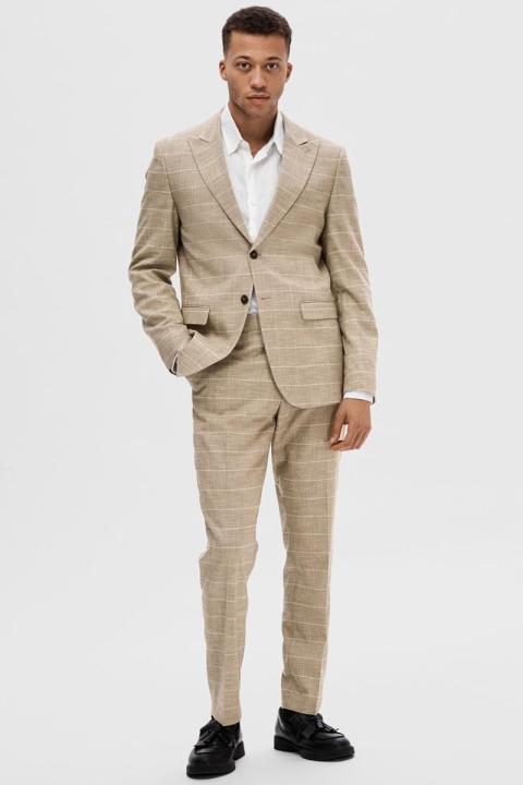 Selected Oasis Linen Check Blazer Sand