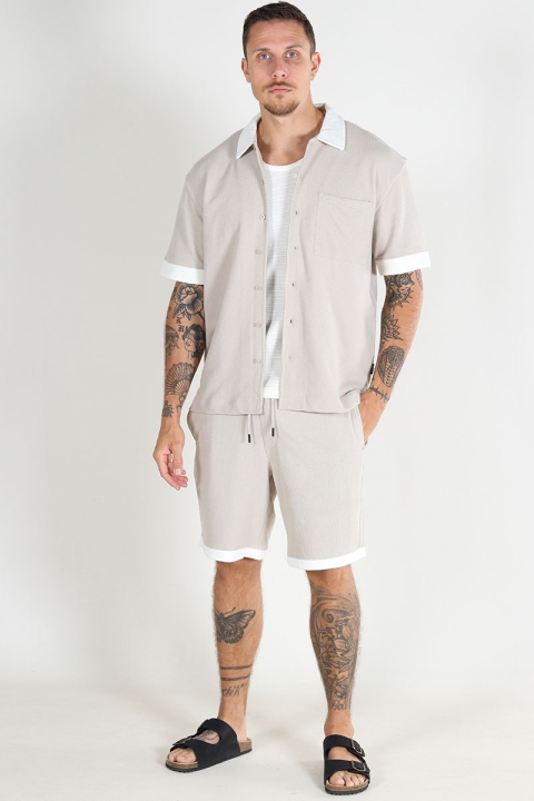 ONLY & SONS Mabon Relax Emb SS Shirt Silver Lining