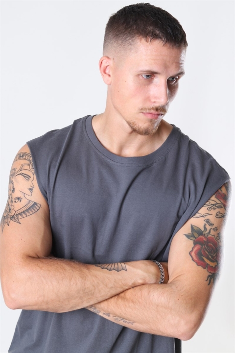 Urban Classics Open Edge Sleeveless Tee Dark Shadow