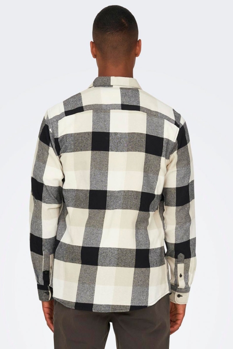 ONLY & SONS GUDMUND LS CHECK SHIRT Star White