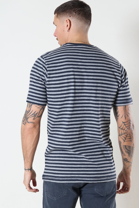 Basic Brand T-Hemd Striped Oxford Grey/Heather Blue