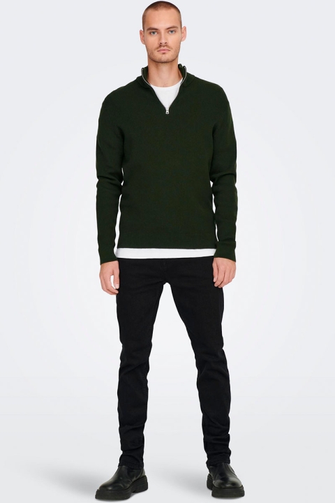 ONLY & SONS PHIL COTTON HALF ZIP KNIT Rosin