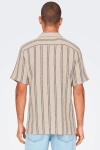 ONLY & SONS Trev Reg Structure Stripe SS Hemd Vintage Khaki