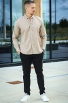 Clean Cut Copenhagen Oxford Stretch Plain L/S Camel