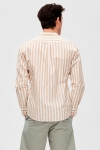 Selected SLHSLIMNEW-LINEN Hemd LS BAND W Kelp Stripes