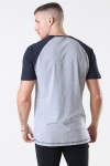 Basic Brand Raglan T-Hemd Oxford Grey/Heather Black