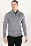 Selected Tray LS Merino Knit Half Zip Medium Grey Melange