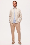 Selected Reg New Linen Hemd LS Kelp Stripe