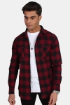 URBAN CLASSICS Checked Flanell Hemd Black/Burgundy