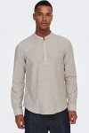 ONLY & SONS CAIDEN HALF PLACKET LINEN Hemd Chinchilla