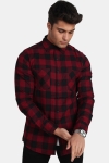 URBAN CLASSICS Checked Flanell Hemd Black/Burgundy