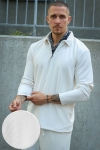 Selected Relax Plisse Half Zip LS Polo Egret