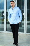 Clean Cut Copenhagen Oxford Stretch Plain L/S Light Blue