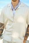 ONLY & SONS Kari Relaxed Cuba Shirt Viscose Linen Oatmeal