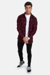 URBAN CLASSICS Checked Flanell Hemd Black/Burgundy