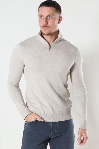 JJEEMIL KNIT HALF ZIP NOOS Oatmeal