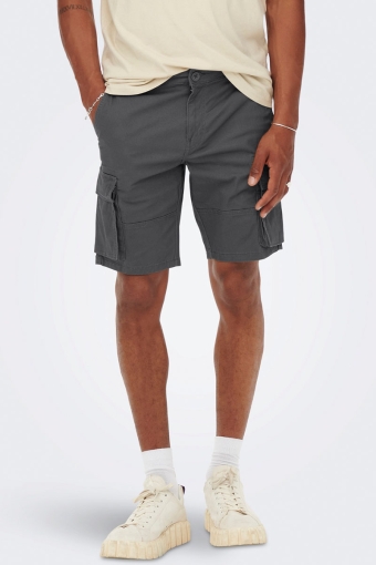 Cam Stage Cargo Shorts Grey Pinstripe