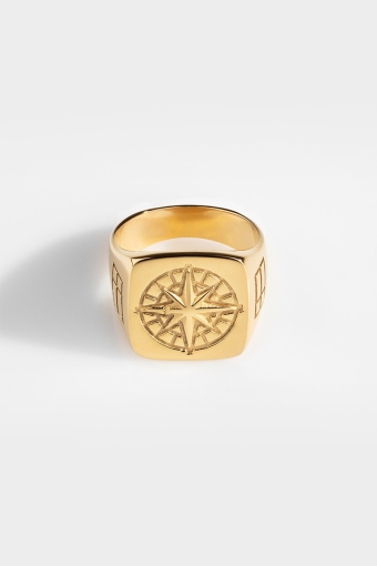 Oversize Compass Ring Gold