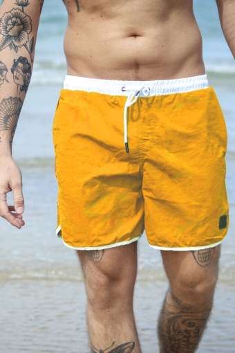 Retro Badehose White/Mango