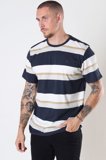 Bradley Cotton Tee Dark Navy Stripes