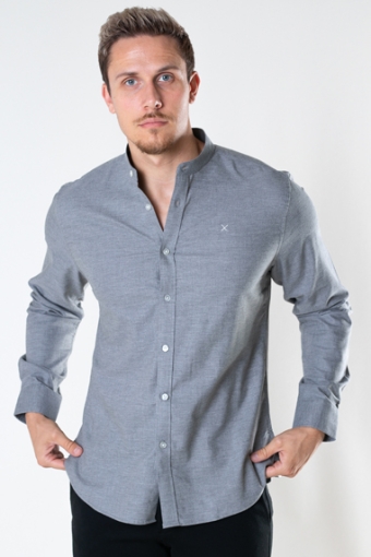 Oxford Mao Stretch L/S Light Grey Melangé