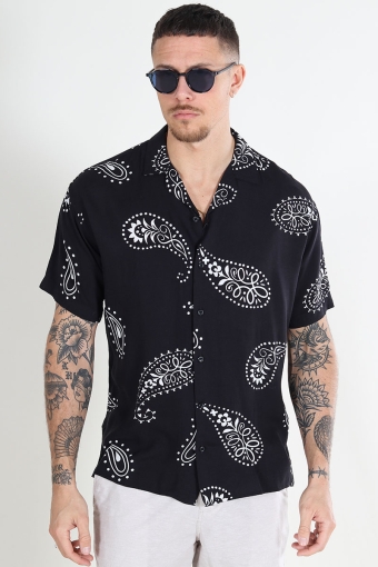 Jeff Abstract Print Resort Hemd SS Black