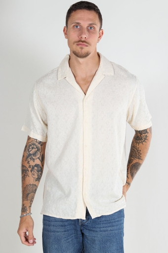 Mina Jacquard Resort Shirt SS Buttercream