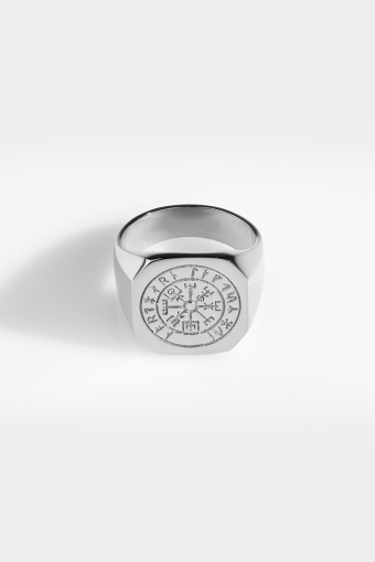 Oversize Vegvisir Ring Silver