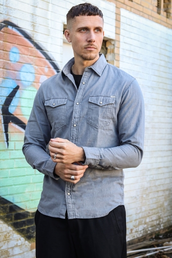 SHERIDAN Hemd L/S Light Grey Denim