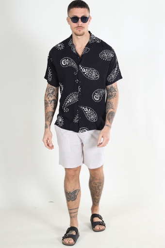 Jeff Abstract Print Resort Hemd SS Black