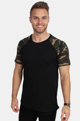 Raglan Contrast Tee Blk/woodcamo