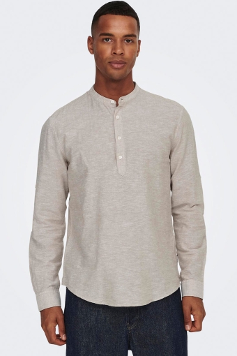 CAIDEN HALF PLACKET LINEN Hemd Chinchilla