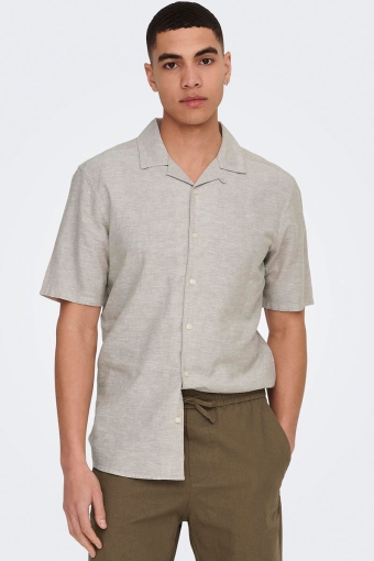 Caiden SS Resort Linen Shirt Chinchilla