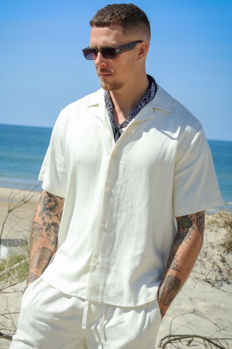 Kari Relaxed Cuba Shirt Viscose Linen White