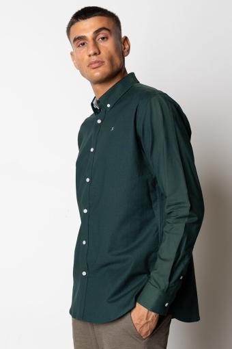 Oxford Stretch Plain L/S Deep Green