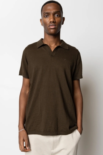 Thomas Knit Polo Dark Brown